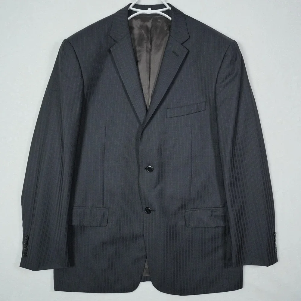 Versace Collection Mens Charcoal Pinstripe Virgin Wool Blazer Jacket Size 42R